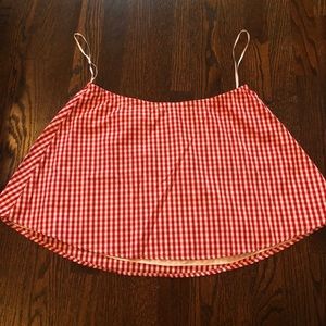 Strapless red checkered top